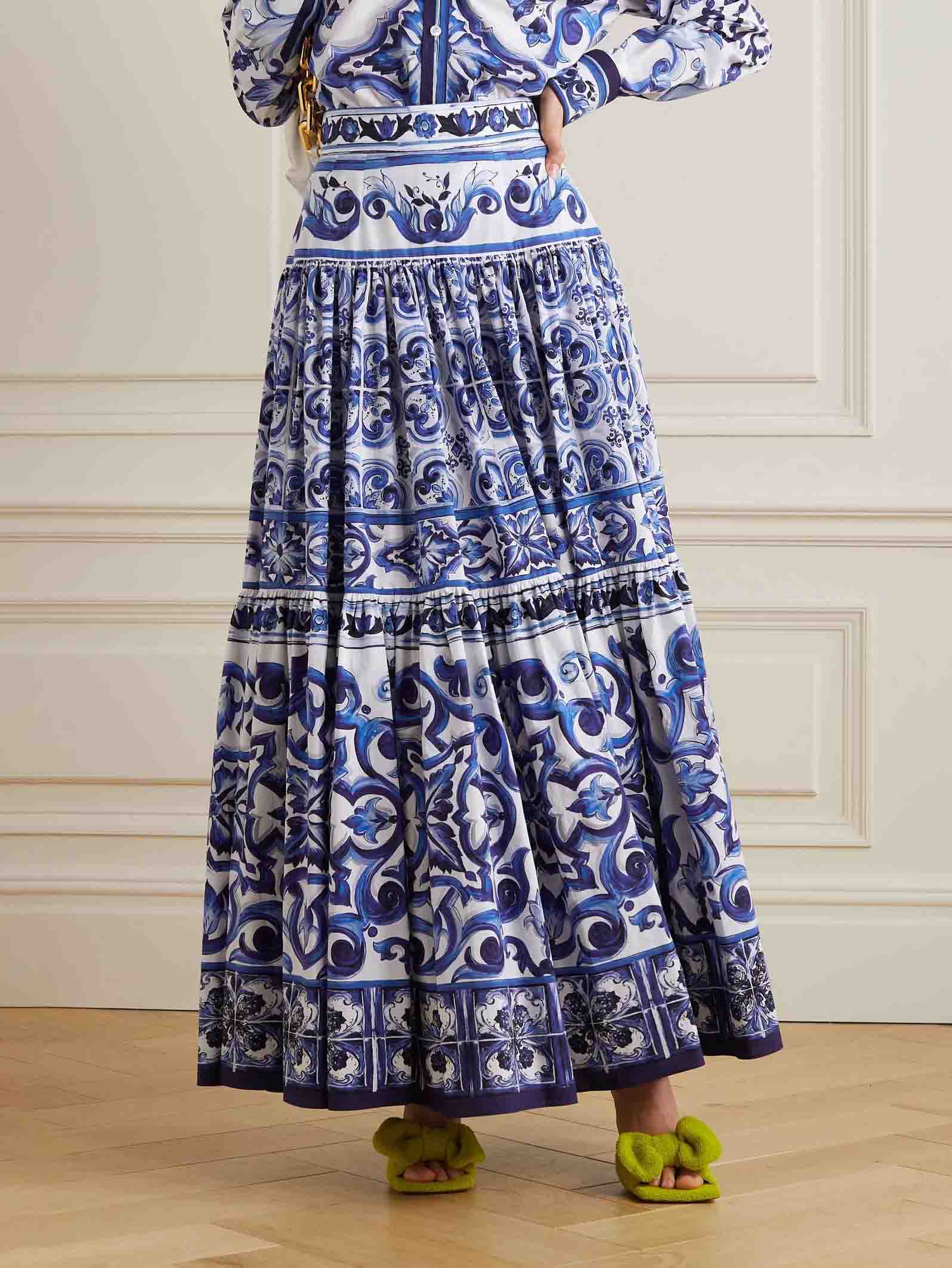 Exquisite Vintage Pottery Print Skirt