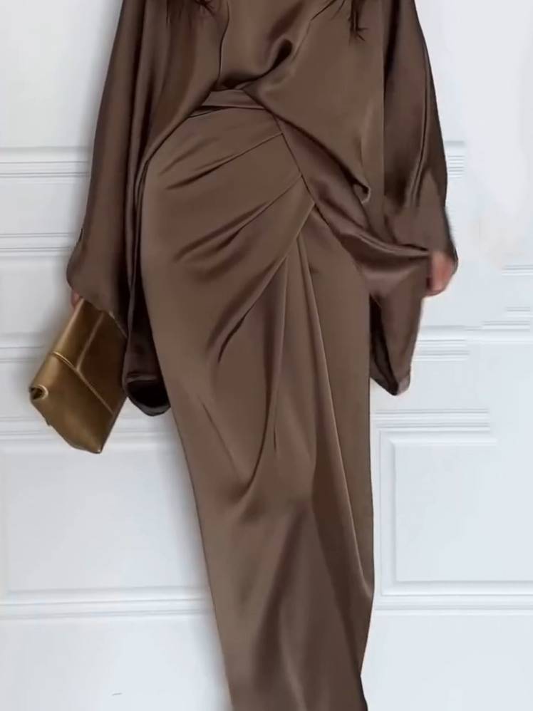 Minimalist Loose Shirt And Lace-up Skirt Suit-Shirt