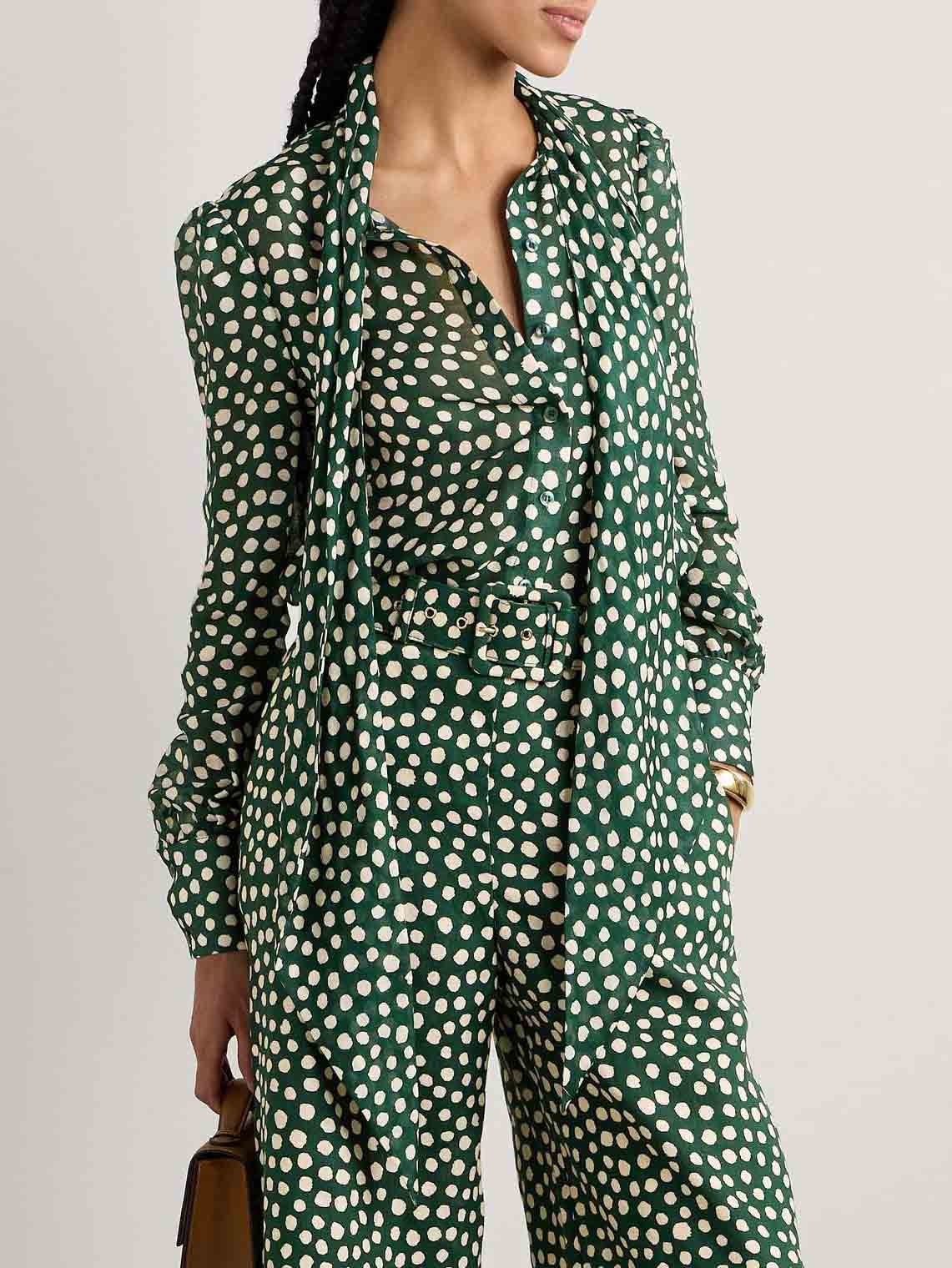 Retro Playful Bow Polka Dot Print Shirt