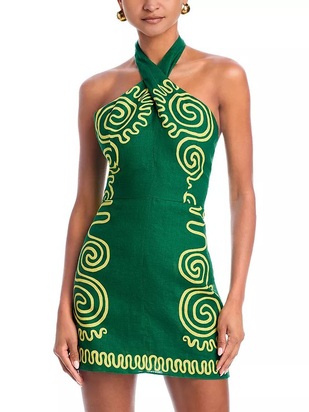 Casual Personalized Printed Halter Mini Dress