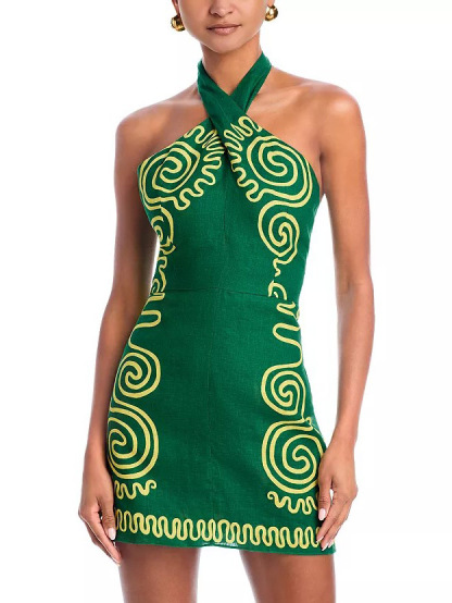 Casual Personalized Printed Halter Mini Dress