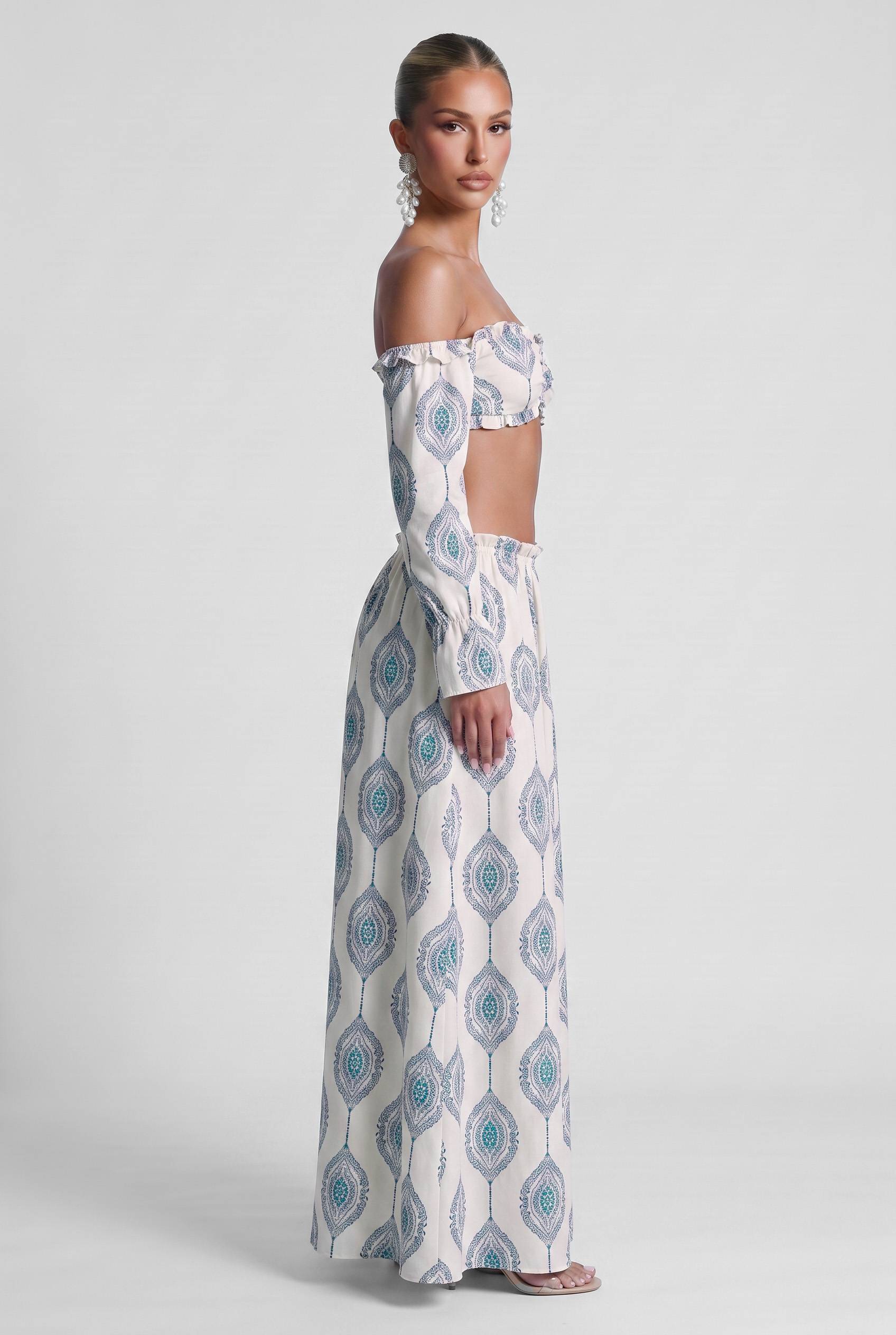 Paisley Print Strapless Top And Dress Set-Bohemian Summer Beach Holiday Set