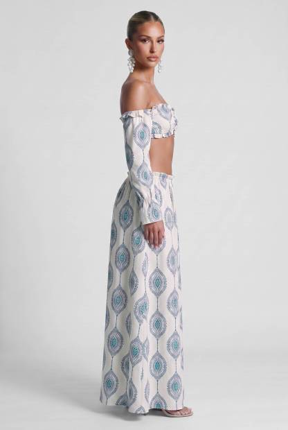 Paisley Print Strapless Top And Dress Set-Bohemian Summer Beach Holiday Set