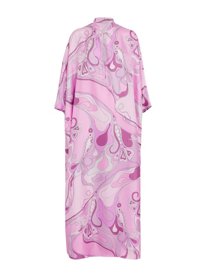 Retro Glam Pink Swirl Print Kaftan Maxi Dress