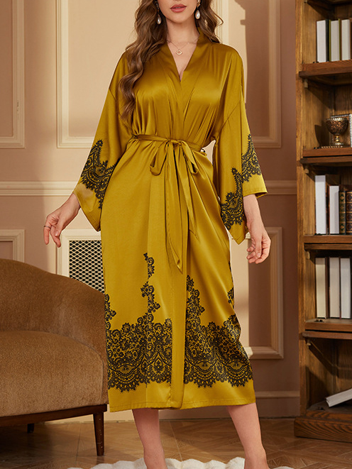 Printed Satin Nightrobe