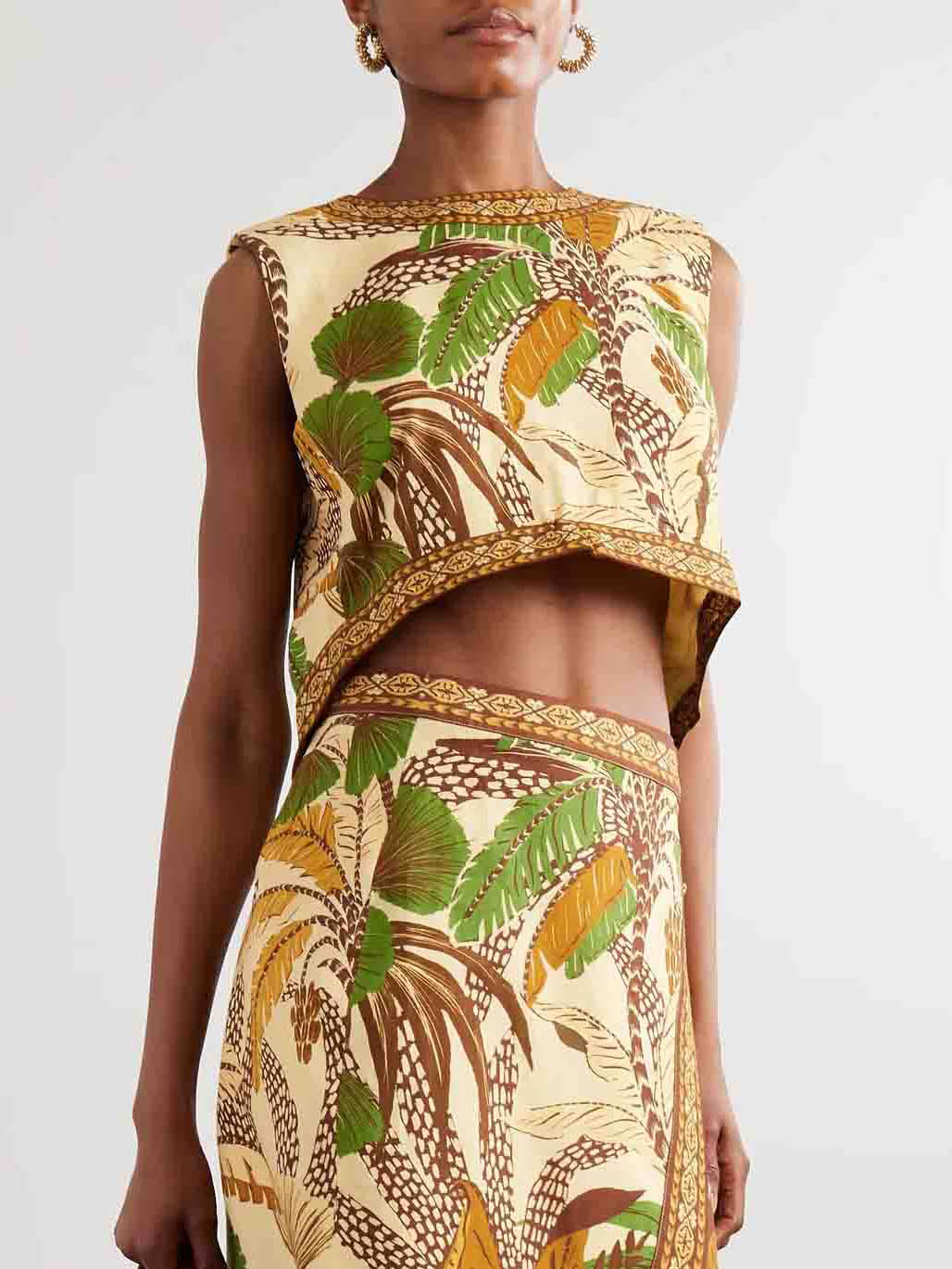 Exquisite Casual Palm Leaf Pattern Print Short Tank Top