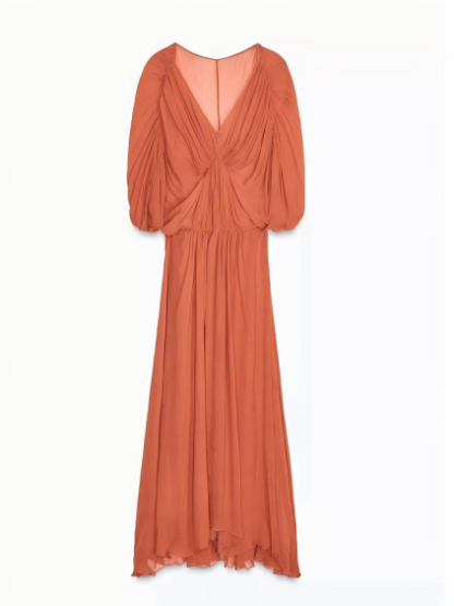 Clay Color Chiffon Elegant Long Dress