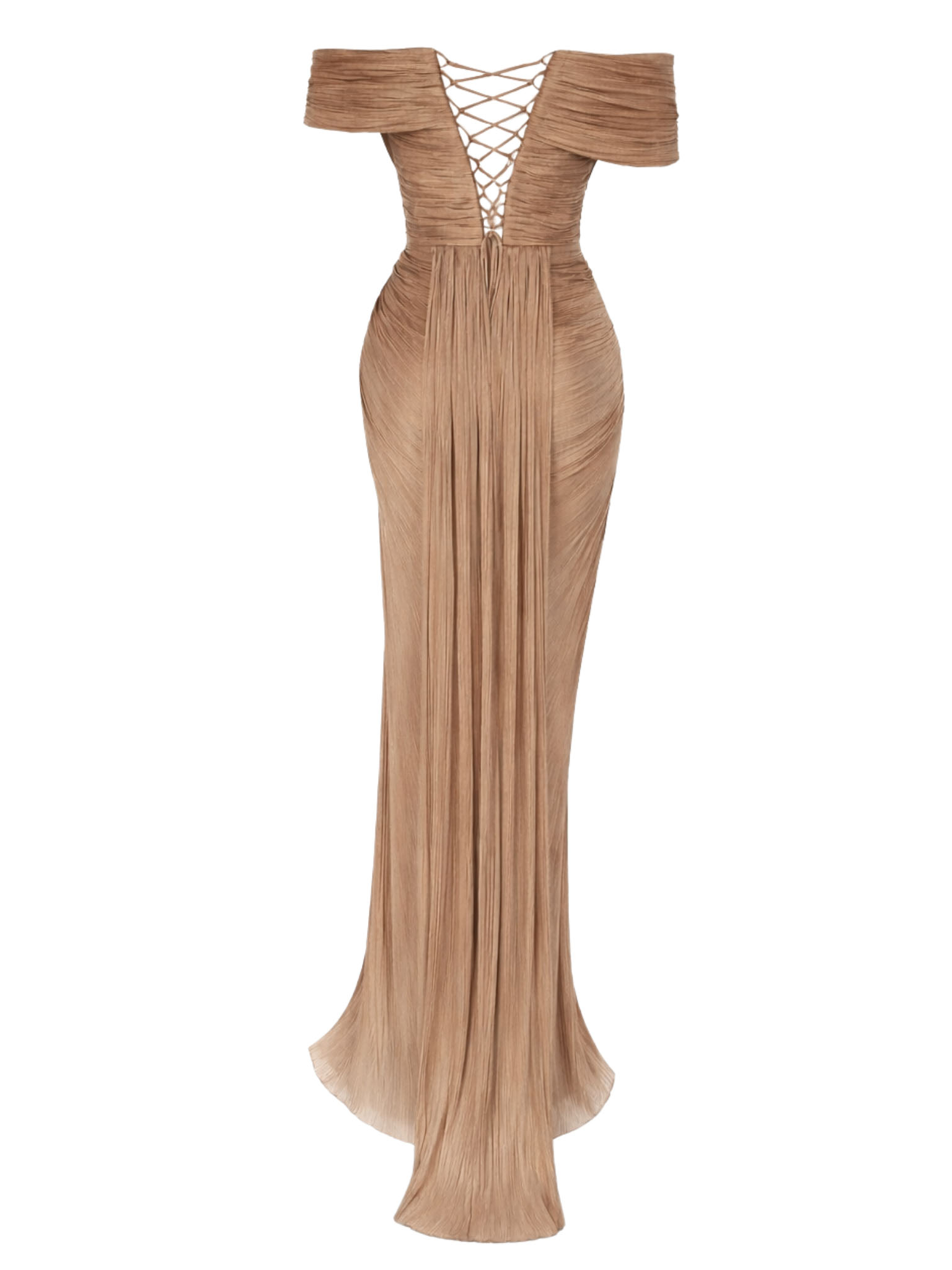 Elegant Asymmetric Neck Draped Evening Gown Maxi Dress