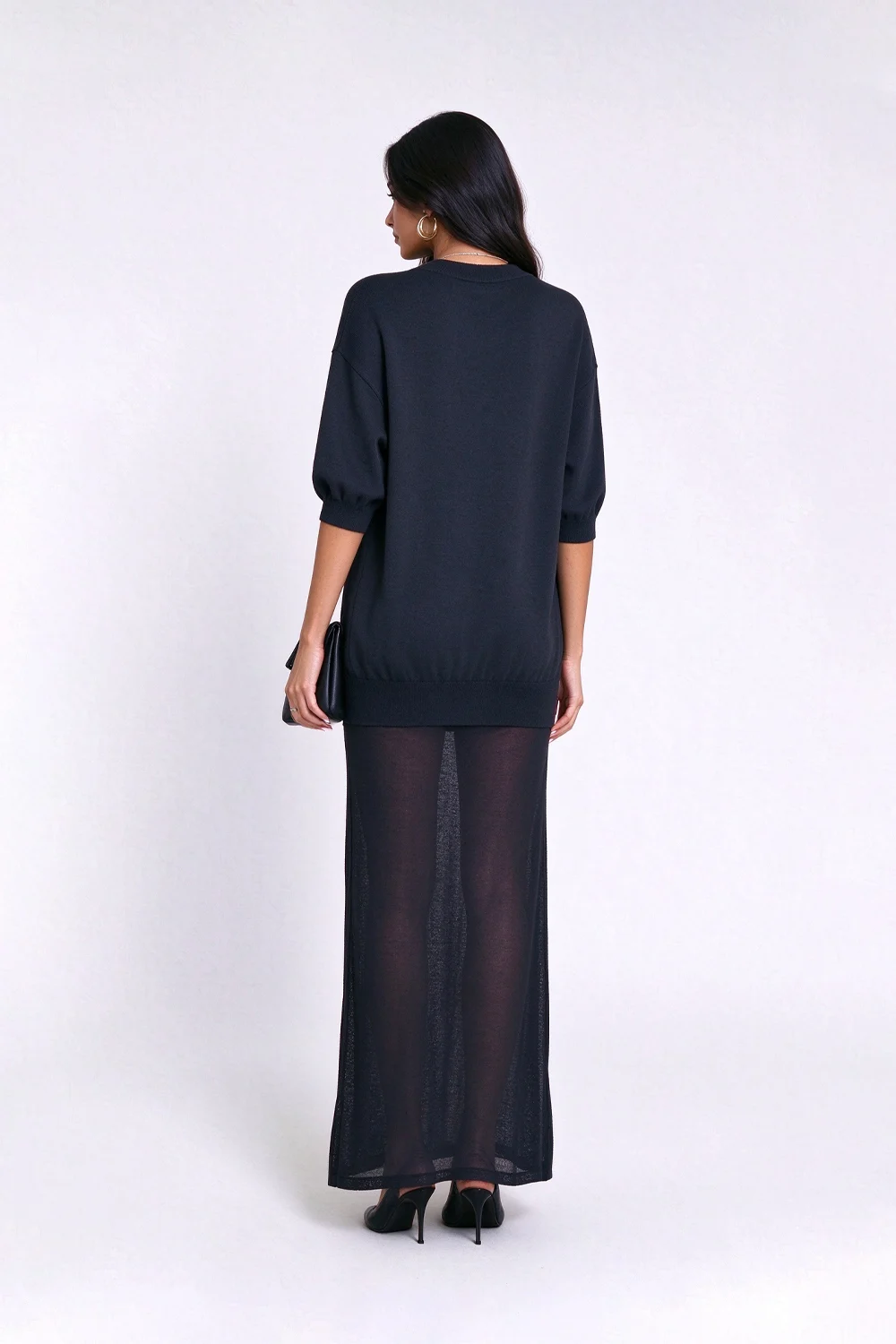 Knit Crew Neck Drop Shoulder Sheer Skirt Maxi Dress [erp-image:b9d15fa236bf6c95412d6798]