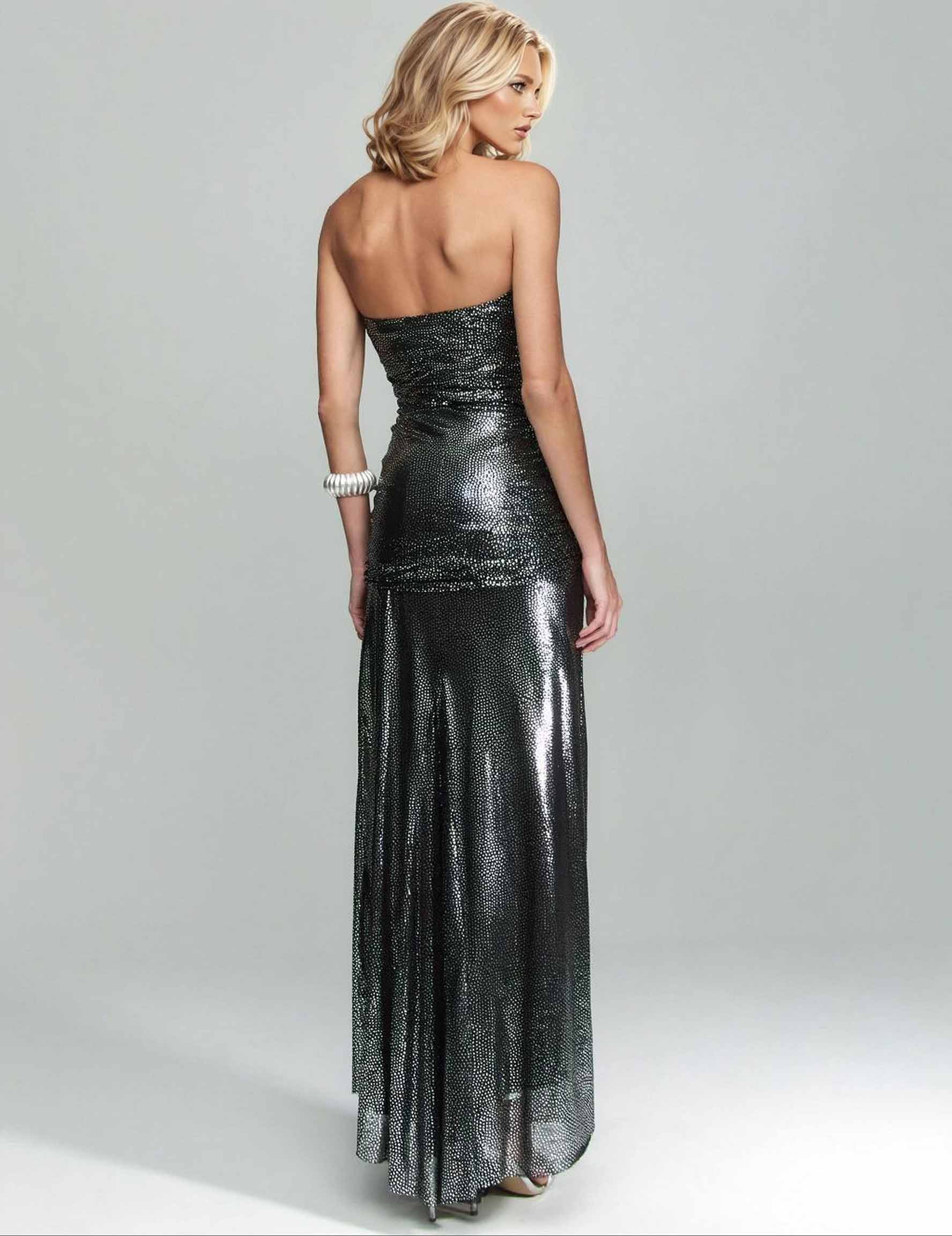 Elegant Strapless Pleated Party Maxi Dress