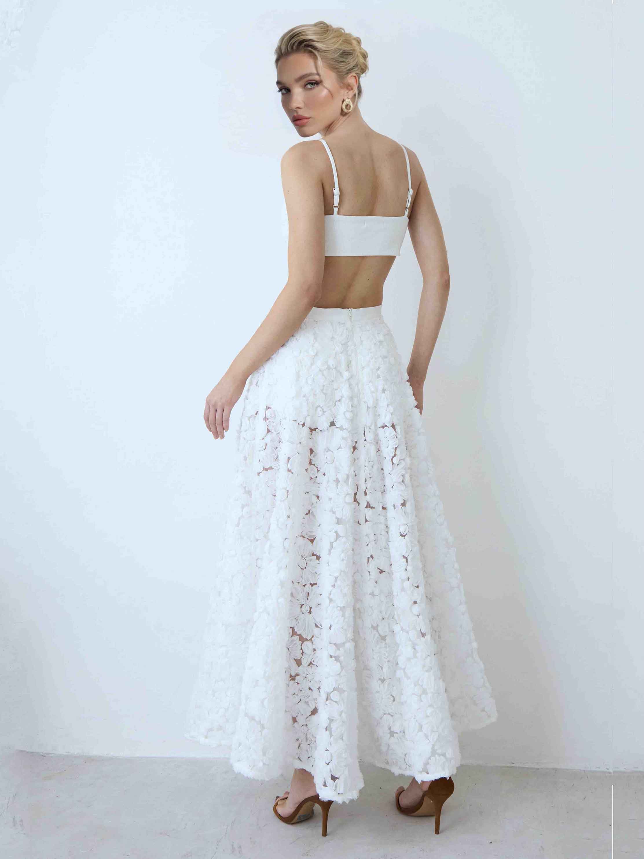 Exquisite Lace Embroidered Vest & Skirt Two-piece Set