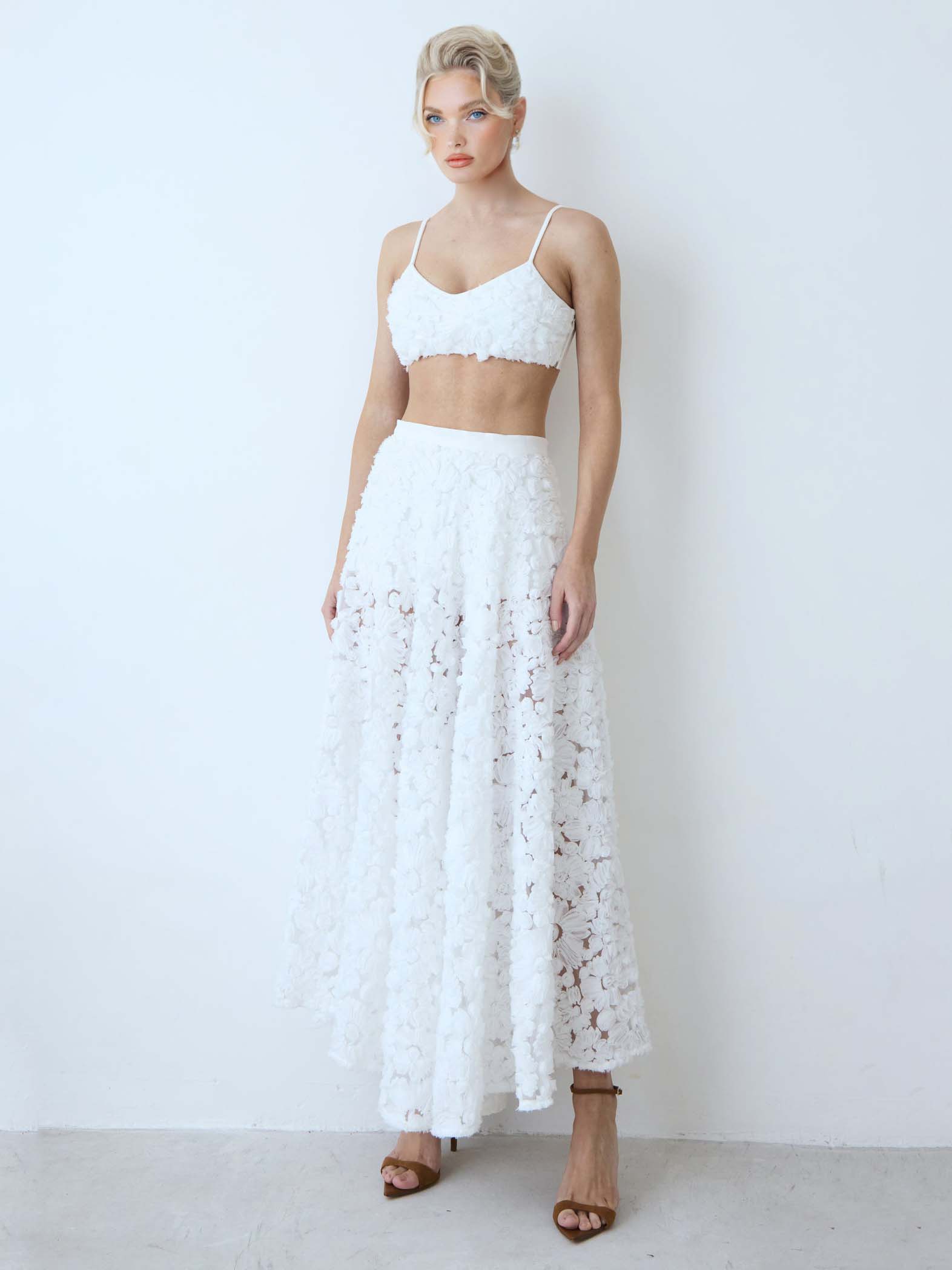 Exquisite Lace Embroidered Vest & Skirt Two-piece Set