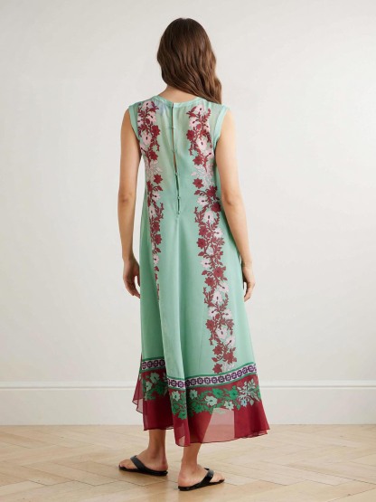 Elegant Printed Chiffon A-line Midi Dress