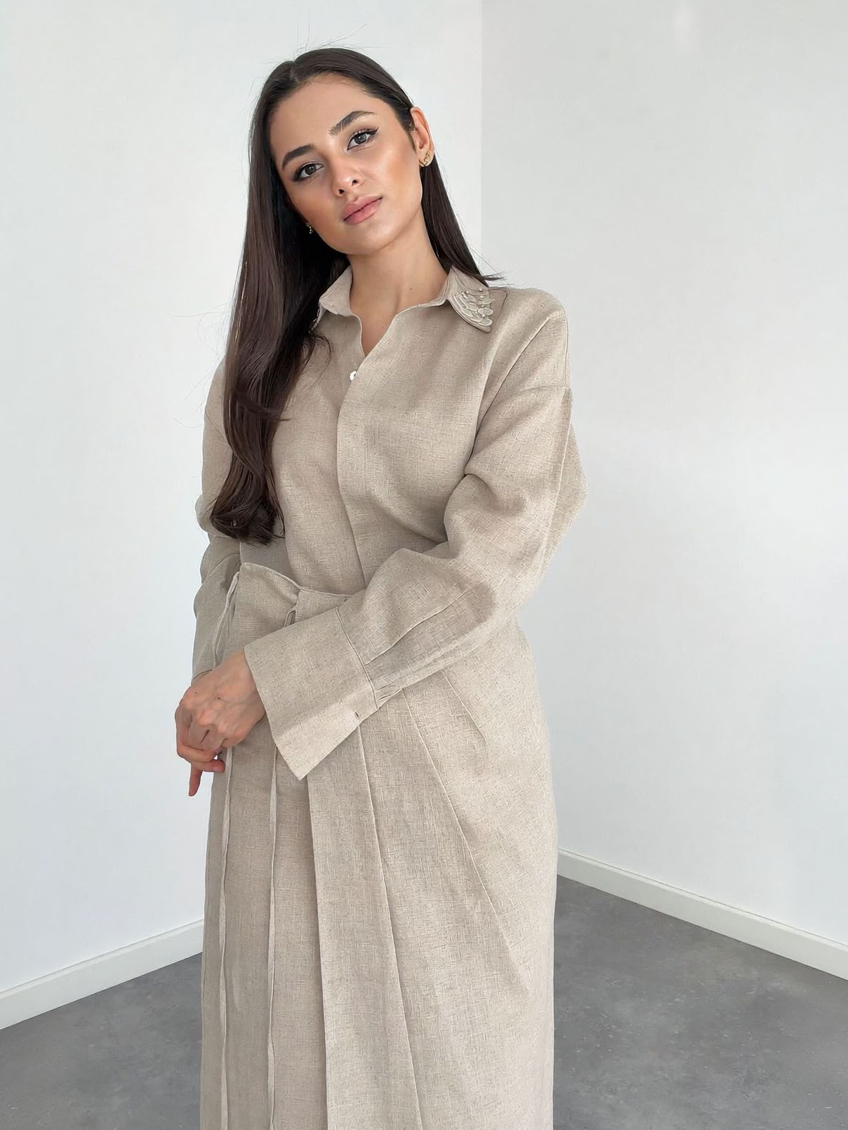 Casual Tie-front Shirt Two-piece Set