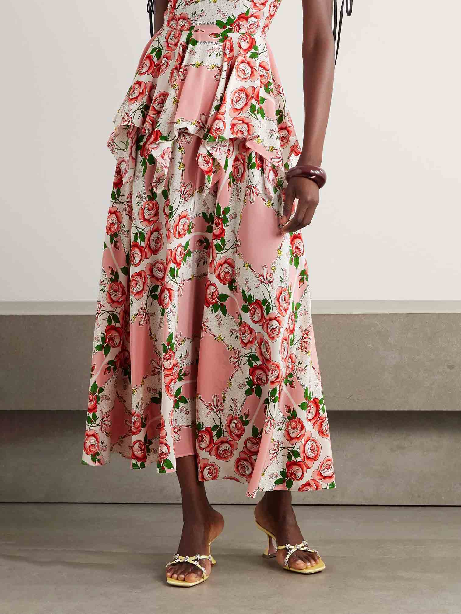 Retro Romantic Floral Printed Skirt