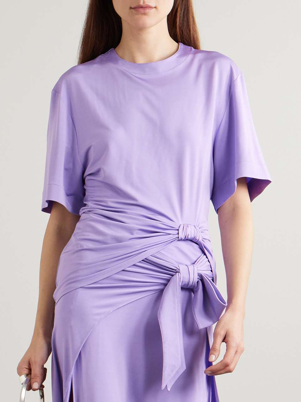 Modern Exquisite Knotted Pleated Stretch Jersey T-shirt