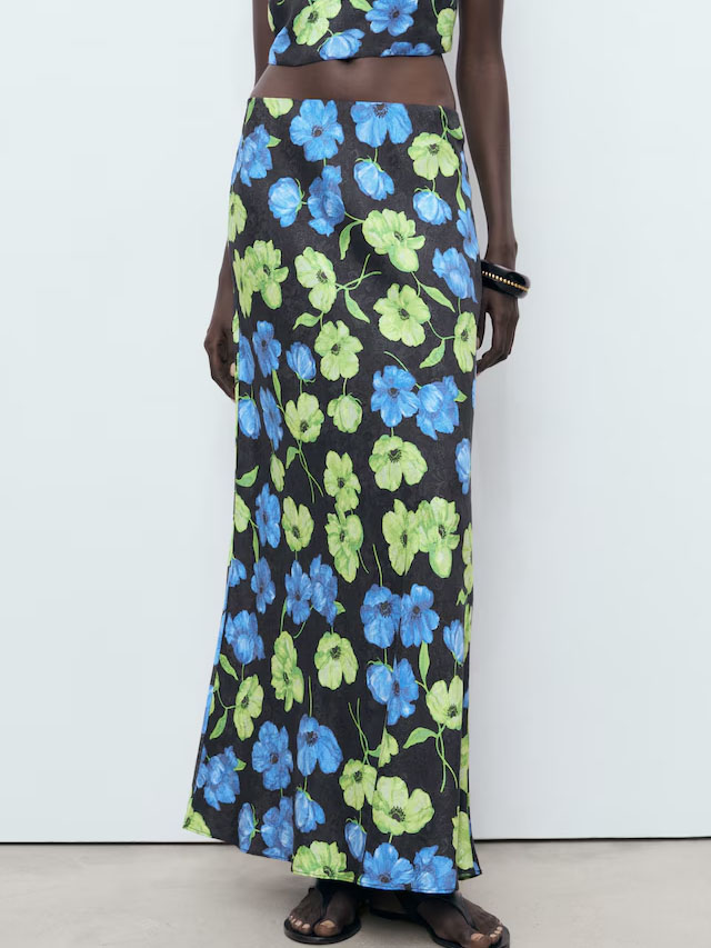 Floral-Print Long Skirt