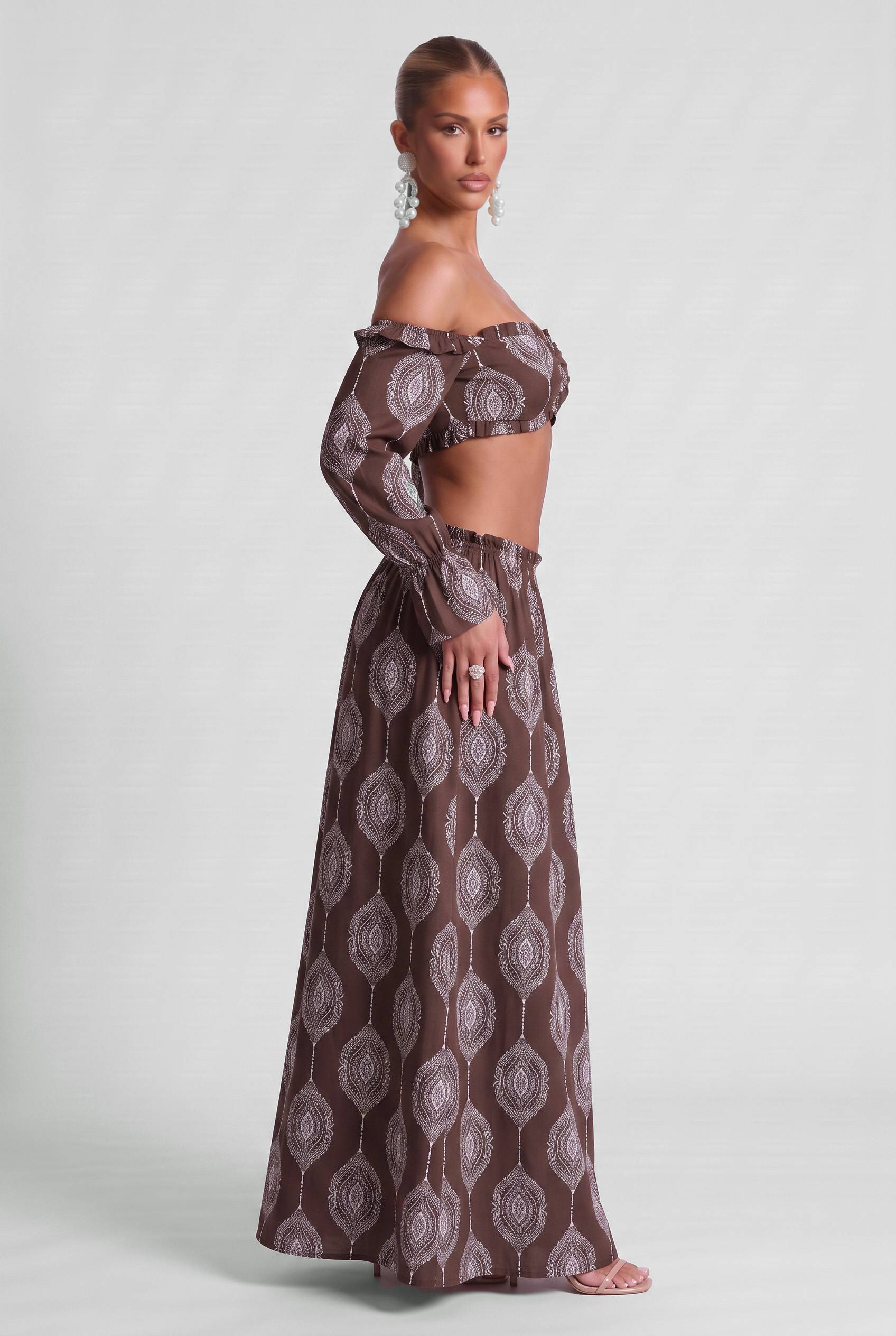 Paisley Print Strapless Top And Dress Set-Bohemian Summer Beach Holiday Set