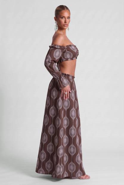 Paisley Print Strapless Top And Dress Set-Bohemian Summer Beach Holiday Set