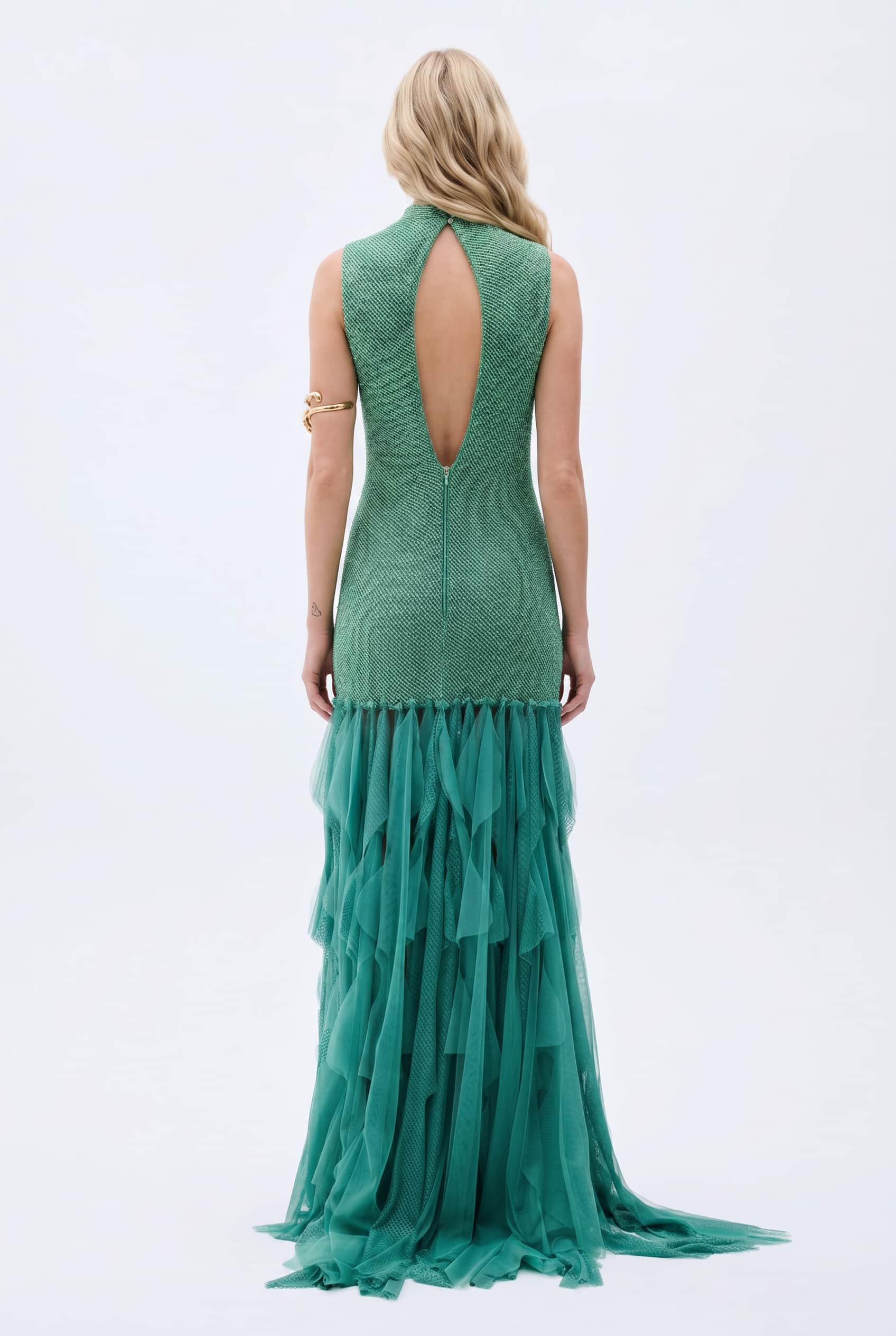 Tassel Design Sparkling Backless Maxi Dress