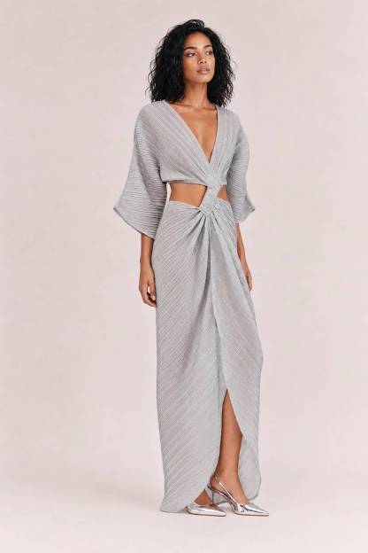 Sexy Twist-Front Cut-Out Maxi Dress