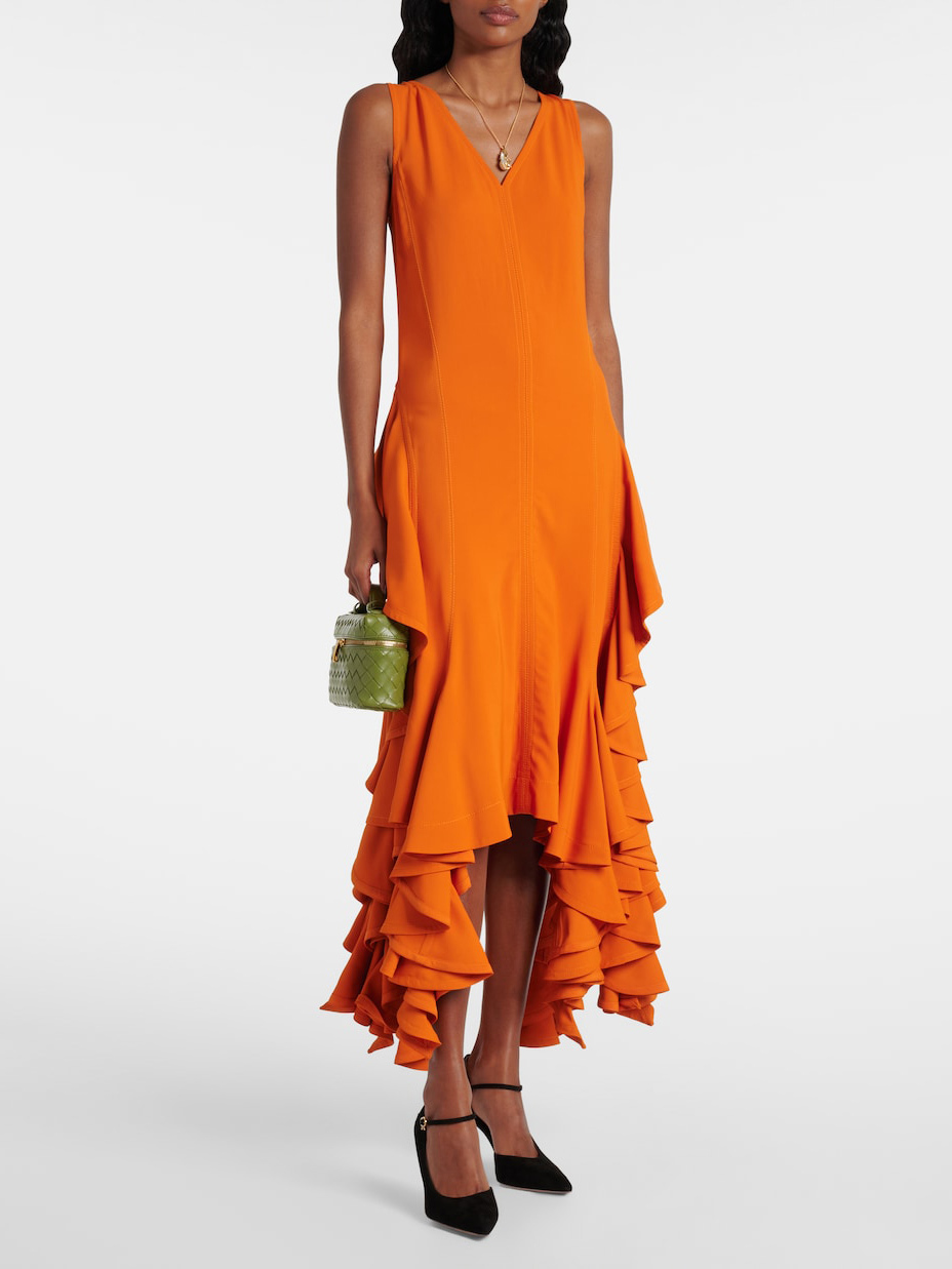 Elegant Irregular Ruffled Lightweight Maxi Dress
