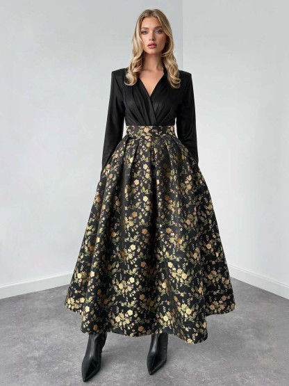 Elegant Jacquard Full Skirt Two-piece Set