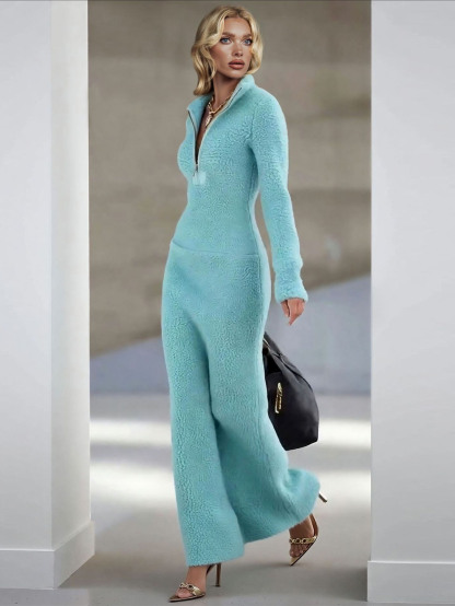 Casual Half-zip Collar Maxi Dress