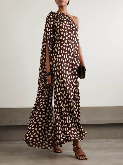 Elegant Freedom One-Shoulder Printed Maxi Dress