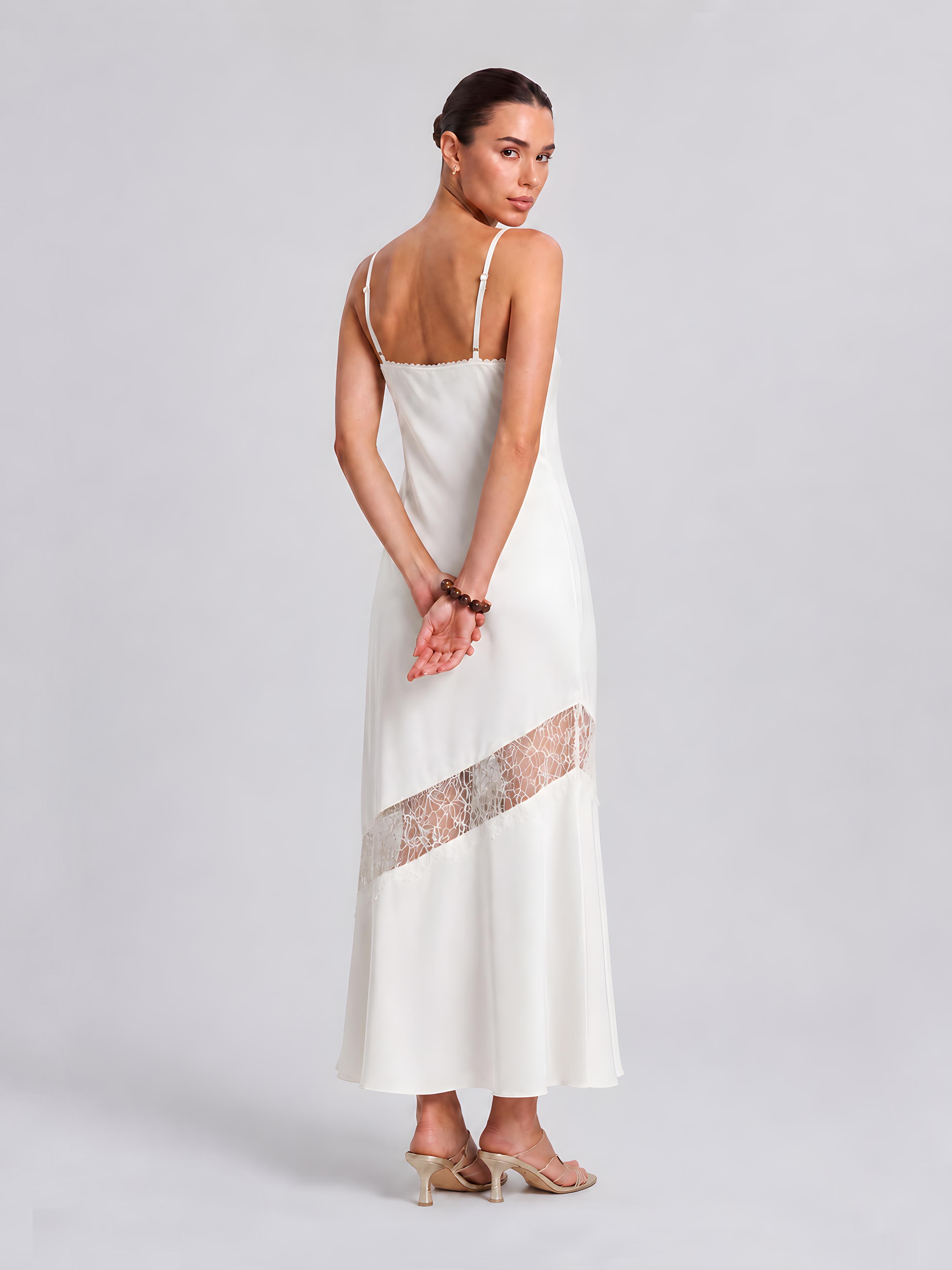 Satin Cutout See-Through Slip Dress
