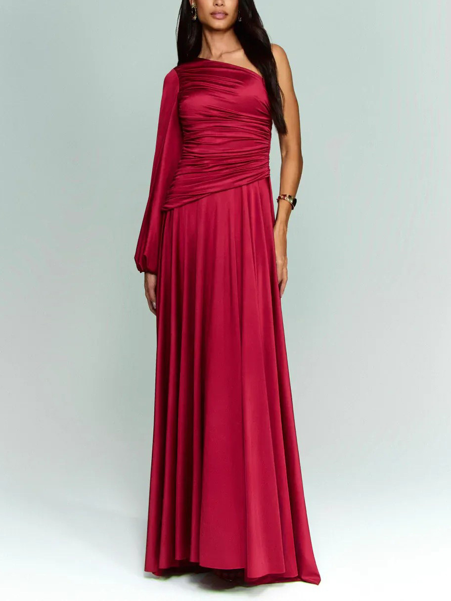 Elegant Puff Sleeve Slit Party Maxi Dress