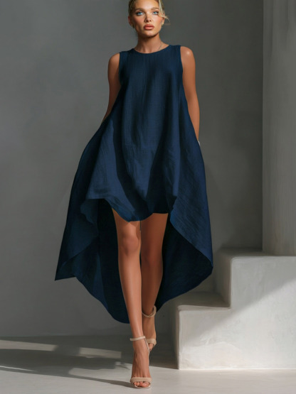 Casual Sleeveless Asymmetrical Hem Midi Dress