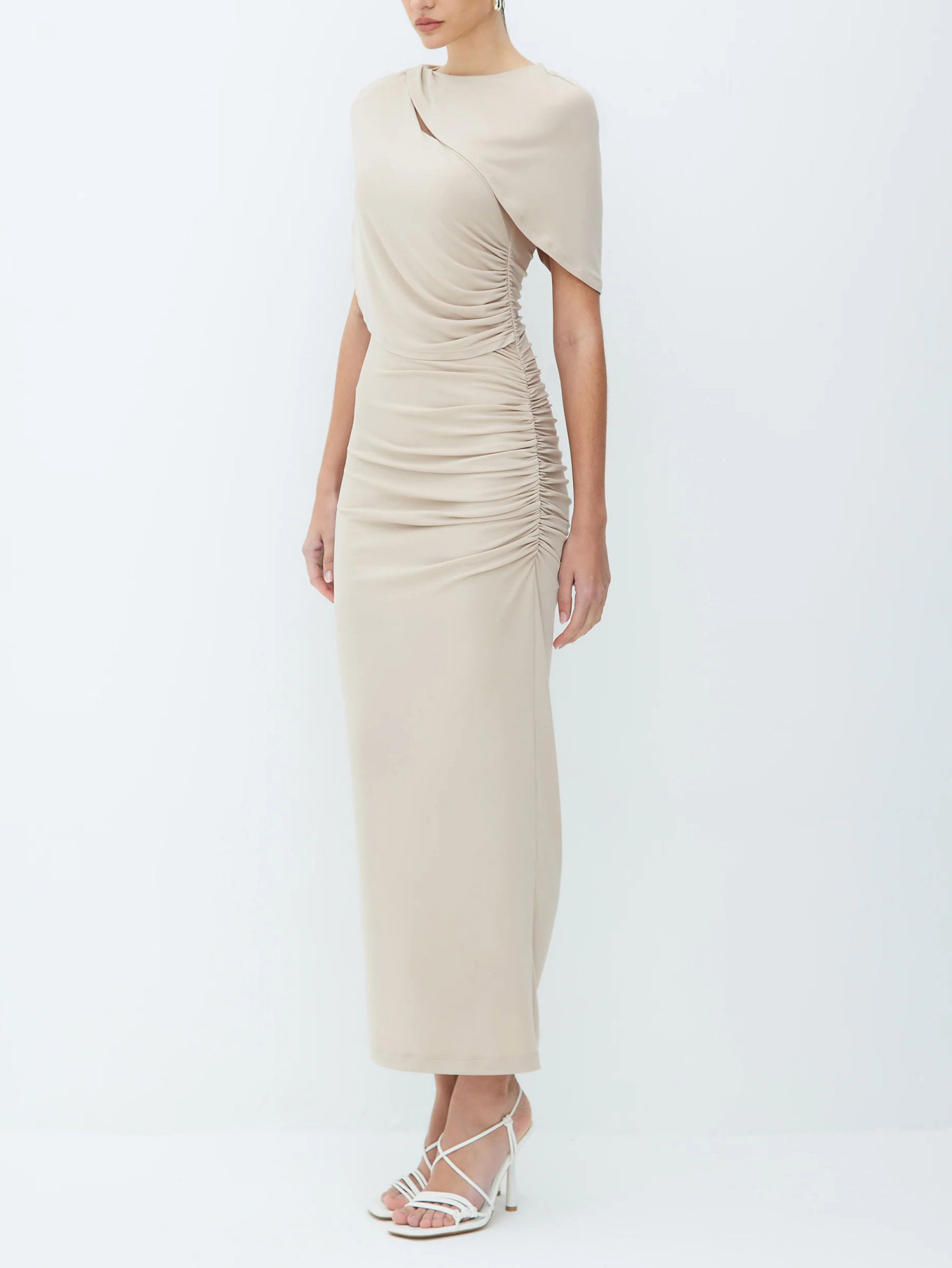 Elegant Cover-Up Pleated Back Slit Midi Dress