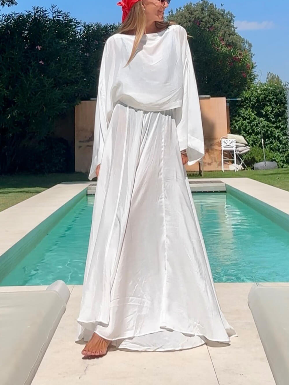 Elegant Unique Flared Sleeve Loose Top