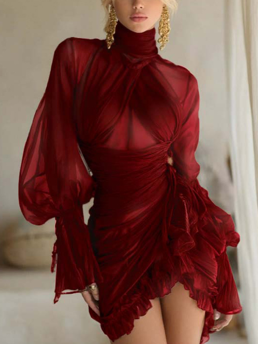 Elegant Pleated Tulle Mini Dress