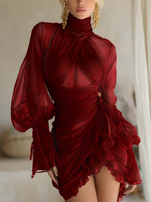 Elegant Pleated Tulle Mini Dress