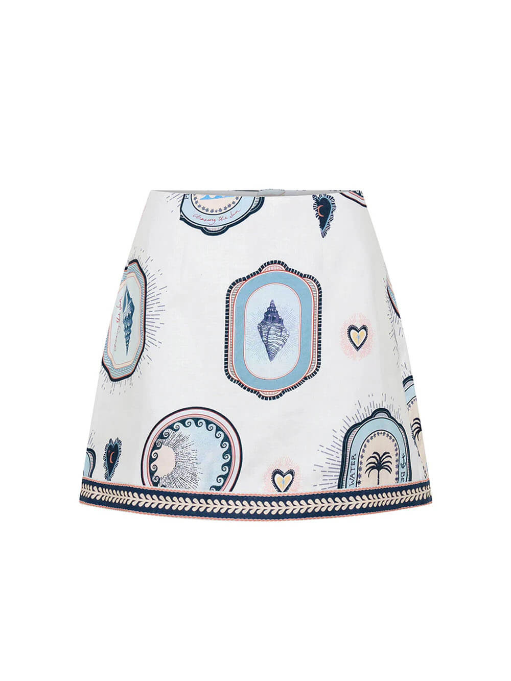 Retro Seashell Print A-line Mini Skirt