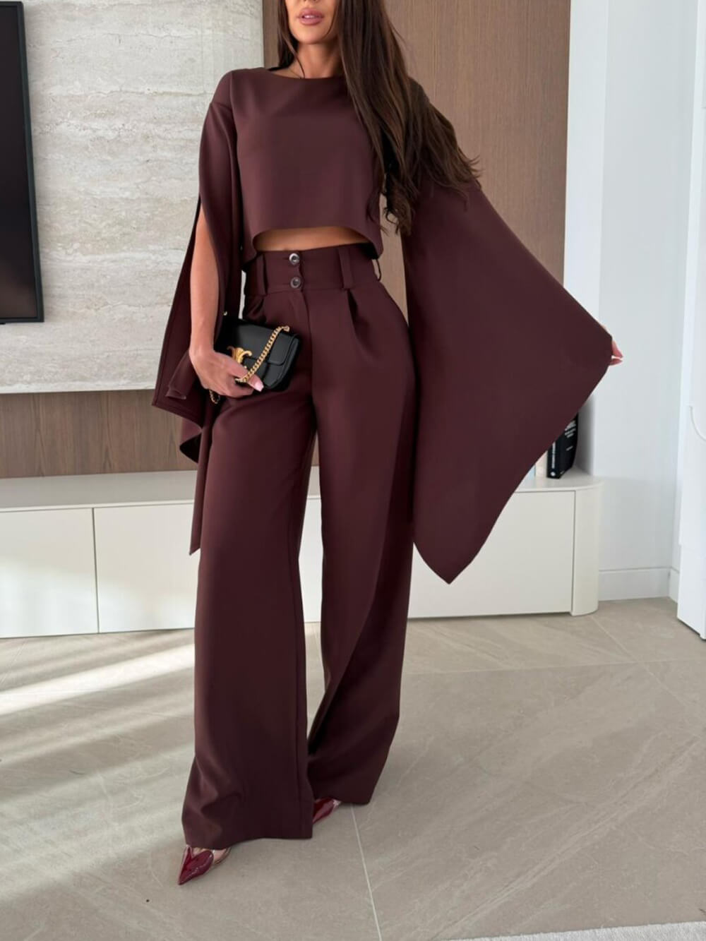 Exquisite Asymmetrical Flared Sleeve Loose Top