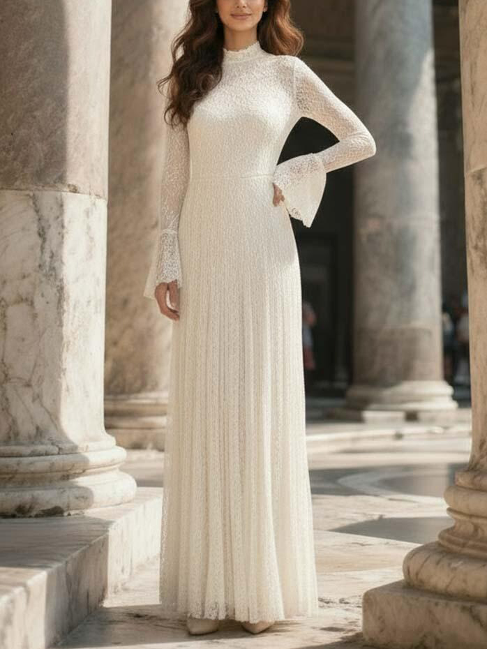 Elegant Lace Bell Sleeve Maxi Dress