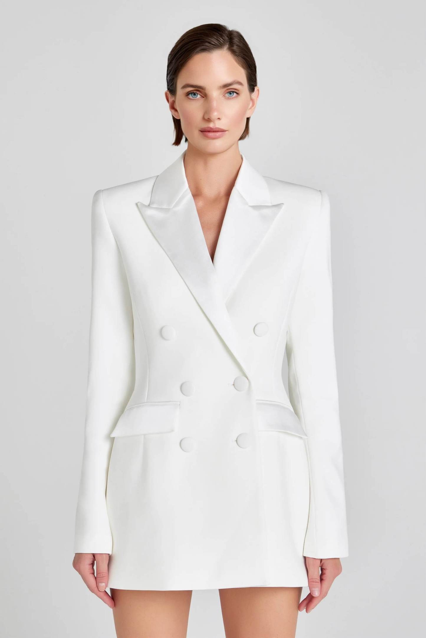 Exquisite Brown Double-Breasted Blazer Mini Dress