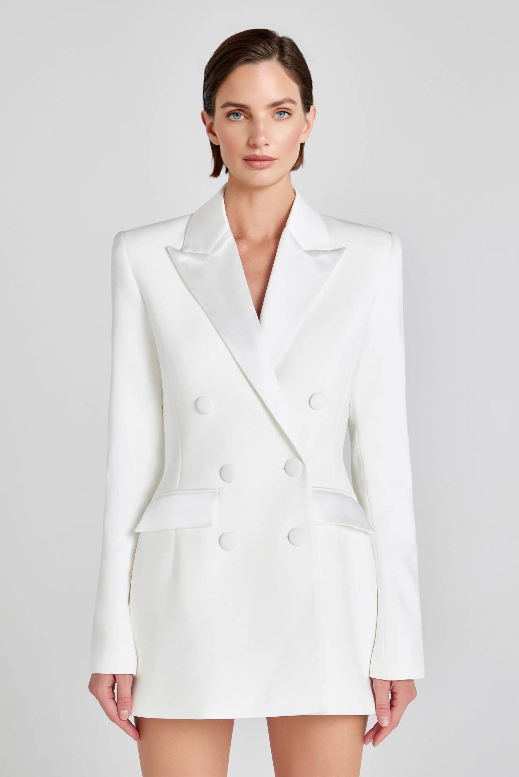 Exquisite Brown Double-Breasted Blazer Mini Dress