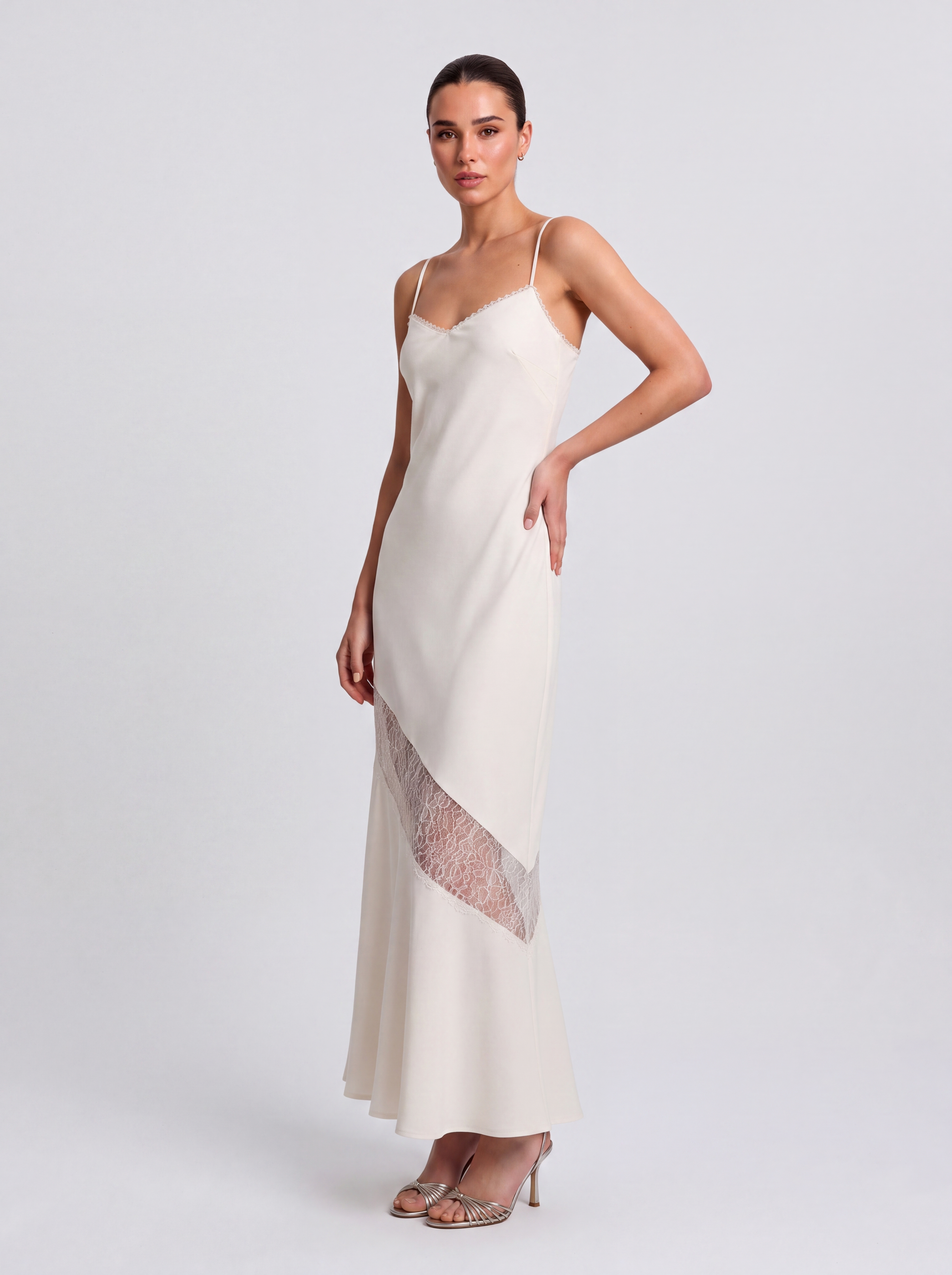 Satin Cutout See-Through Slip Dress
