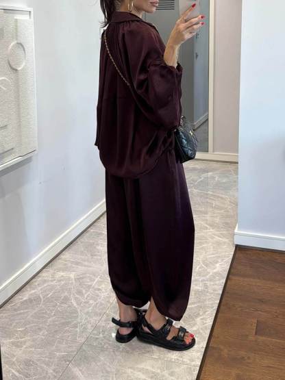 Elegant Satin Bomber Loose Jacket