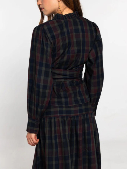 Retro Plaid Print Maxi Skirt