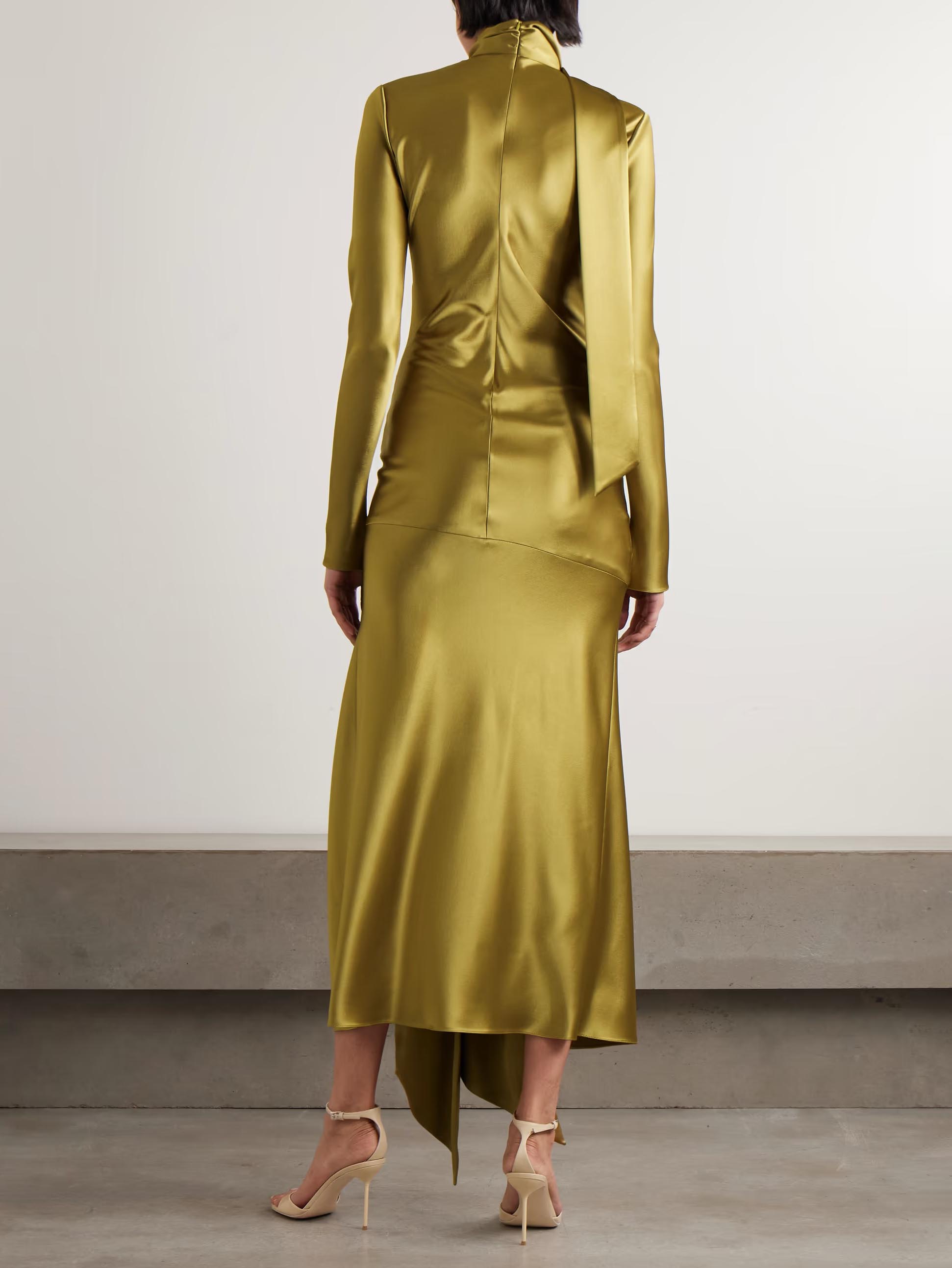 Elegant Lace-up Satin Maxi Dress