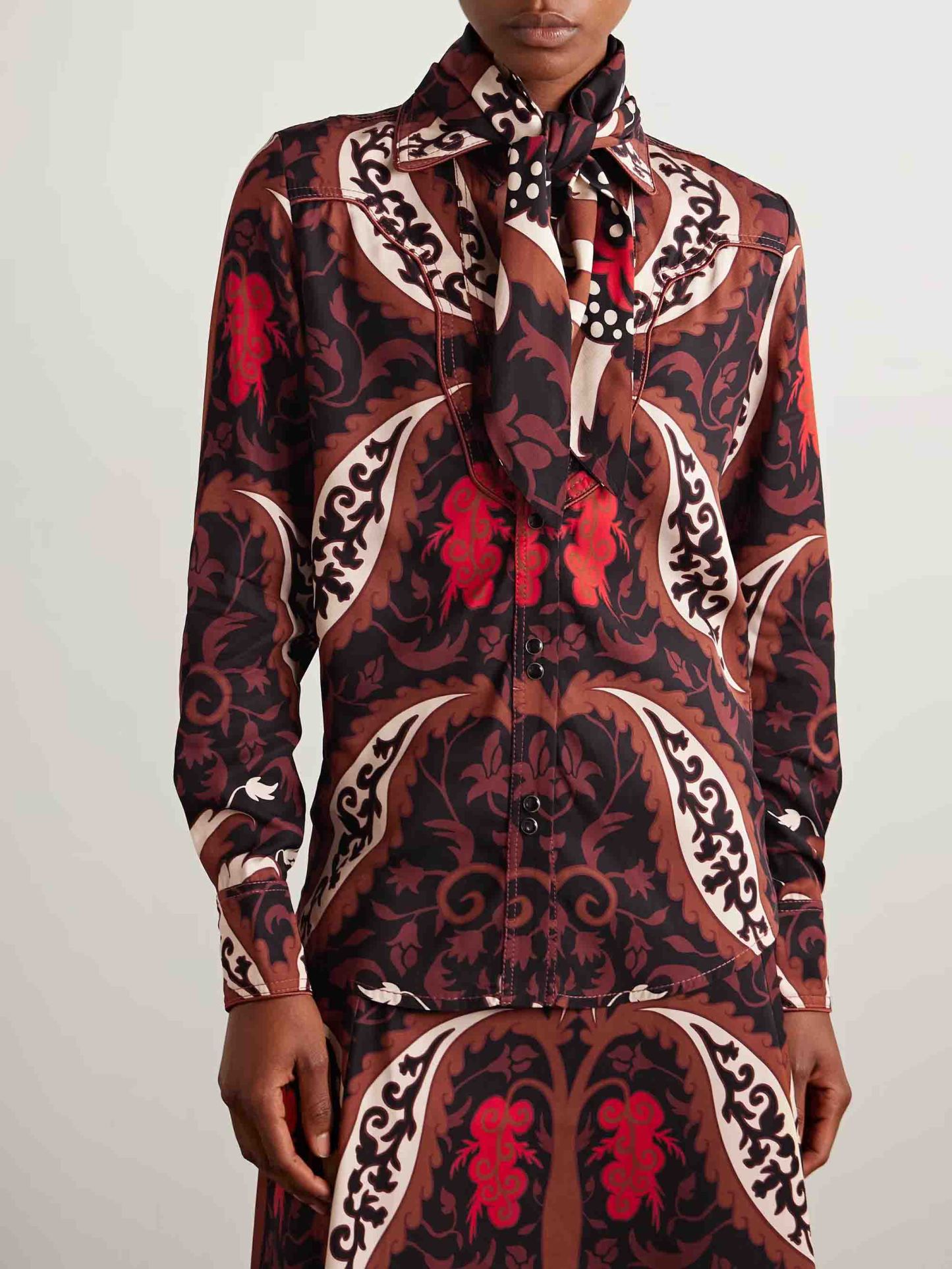 Retro Collar Printed Shirt