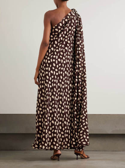 Elegant Freedom One-Shoulder Printed Maxi Dress