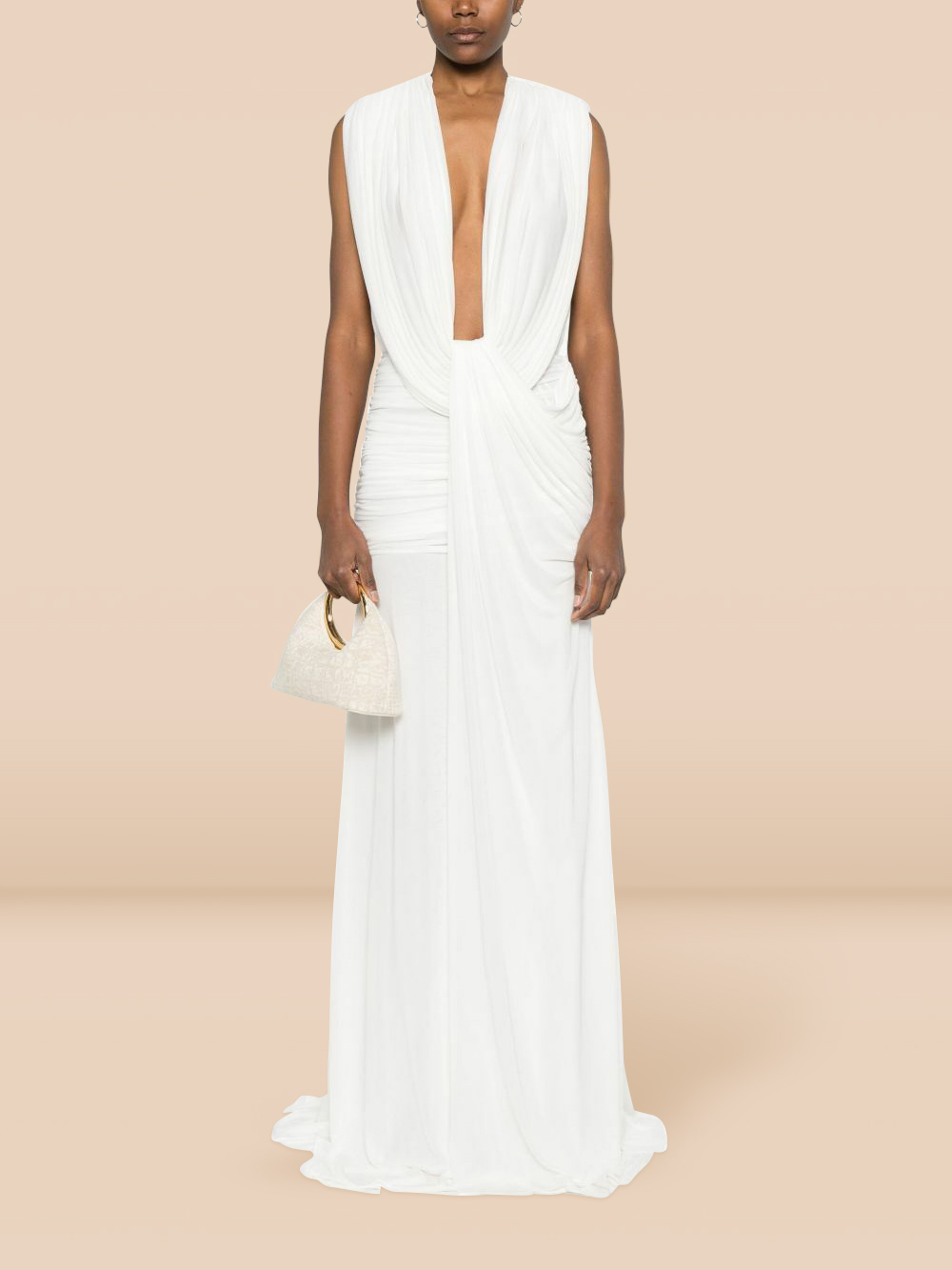Elegant Ripple Draped Sexy Maxi Dress