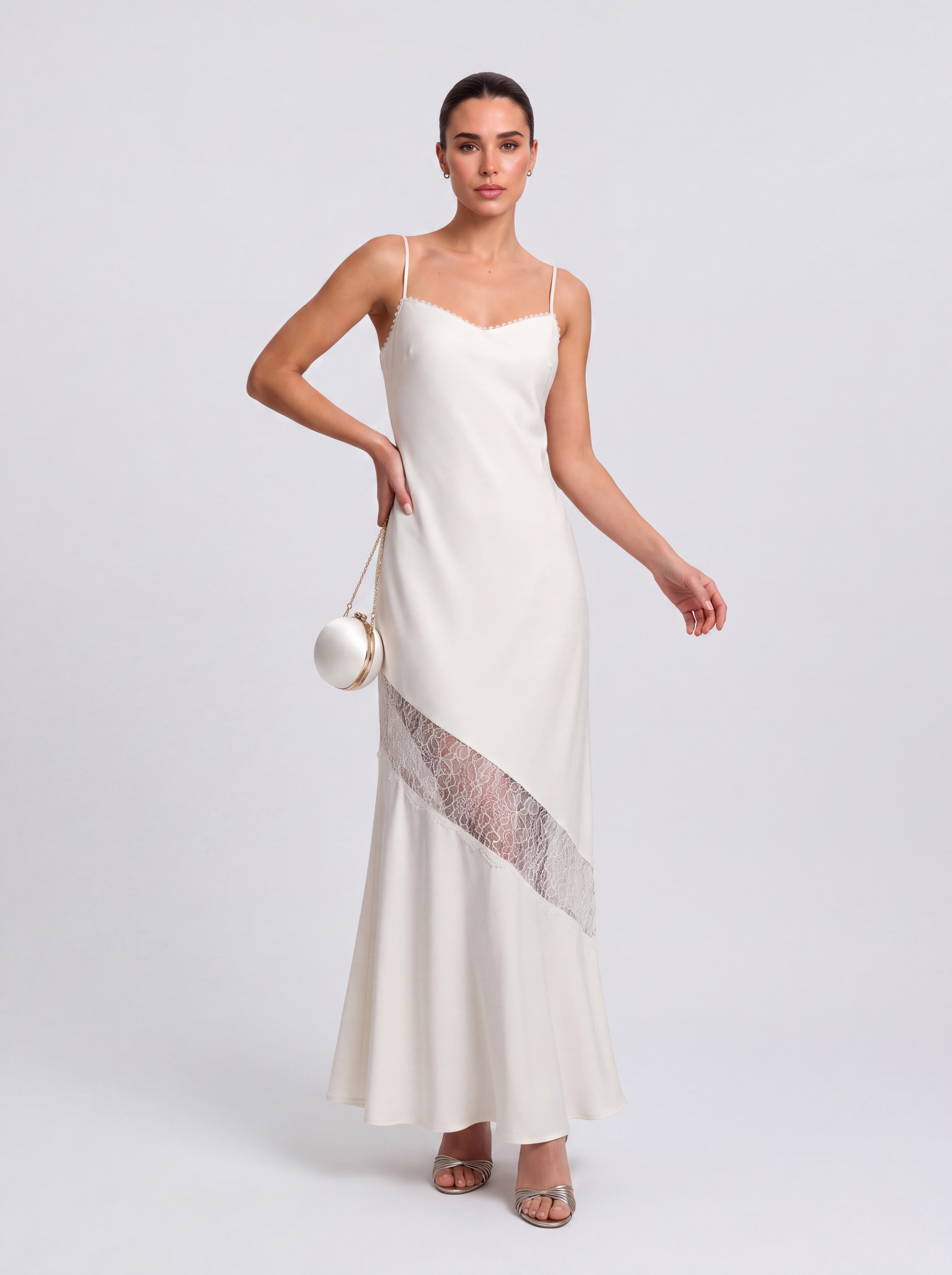 Satin Cutout See-Through Slip Dress