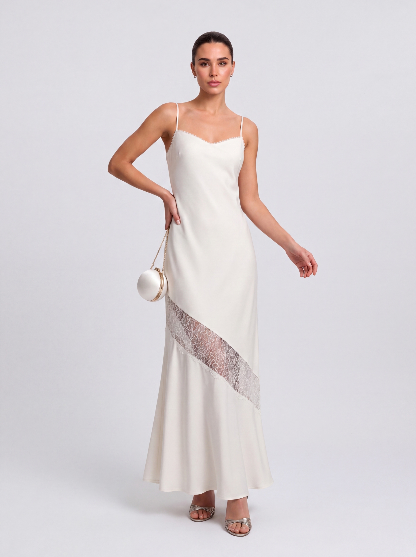 Satin Cutout See-Through Slip Dress